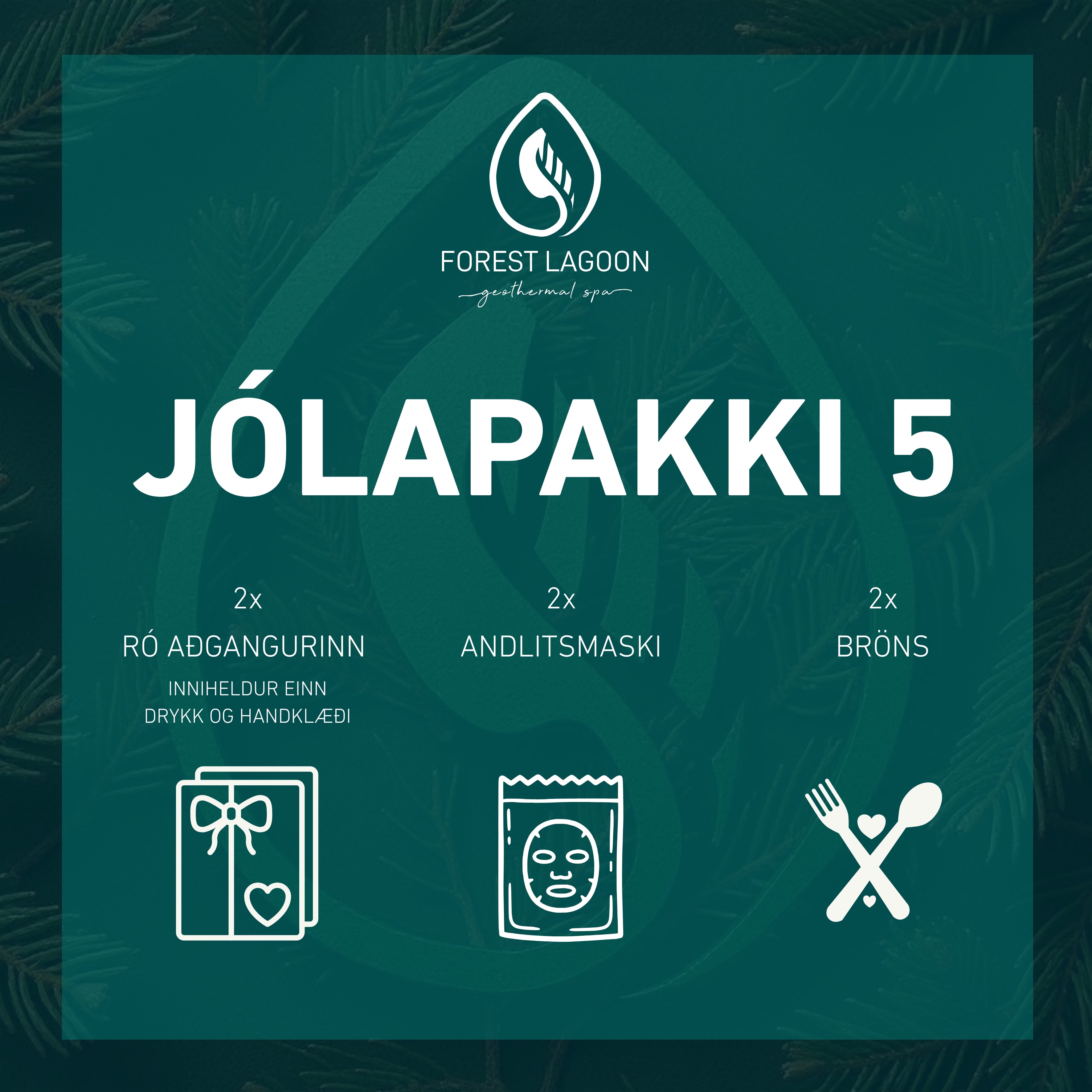 5 Aðgangur í Skógarböðin fyrir tvo fullorðna, tveir drykkir, tvö handklæði, tveir andlitsmaskar og Bröns fyrir tvo
