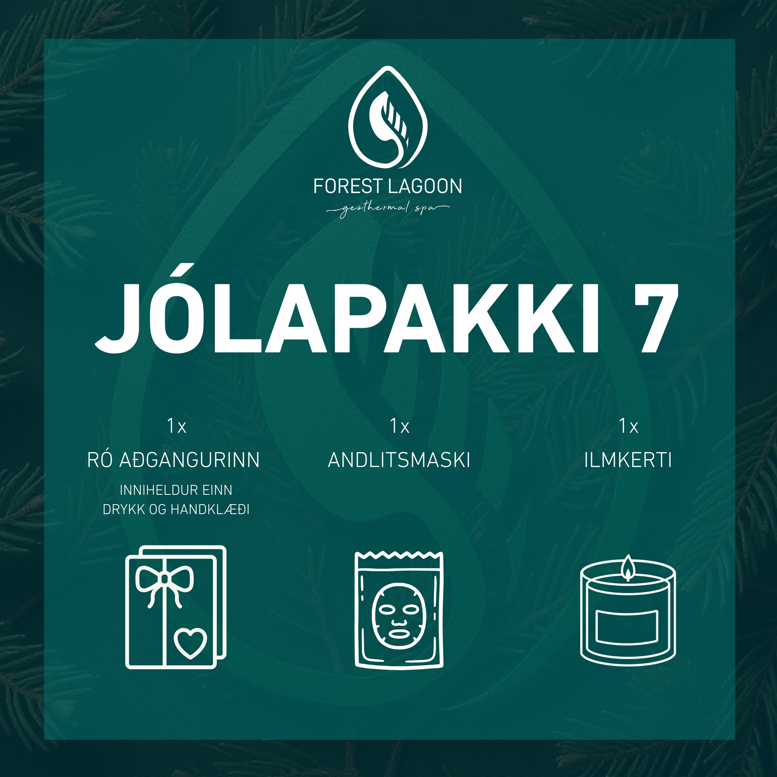 7 Aðgangur í Skógarböðin fyrir einn fullorðinn, drykkur, handklæði, andlitsmaski og Skógarbaða ilmkerti