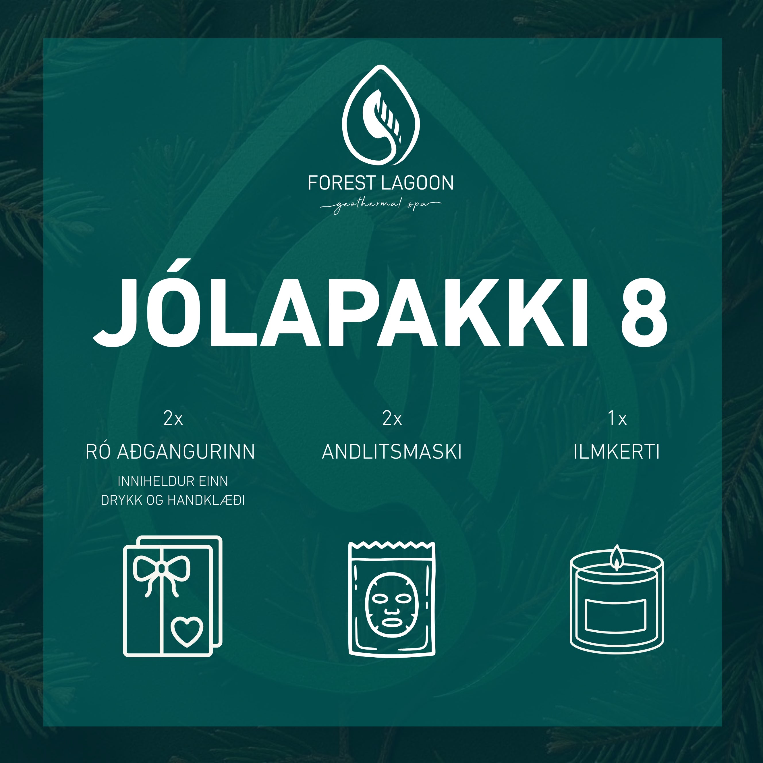 8 Aðgangur í Skógarböðin fyrir tvo fullorðna, tveir drykkir, tvö handklæði, tveir andlitsmaskar og Skógarbaða ilmkerti